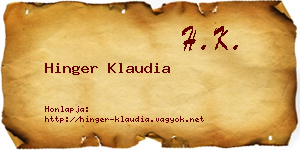 Hinger Klaudia névjegykártya